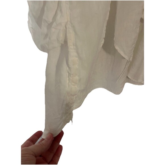 Grizas Linen Dress Size S Button Front Lagenlook Minimalist Ruched Bubble Pocket - Picture 5 of 12